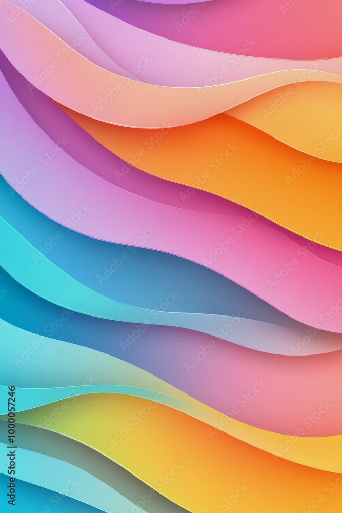 Poster colorful abstract wavy shapes creating a vibrant and dynamic background design