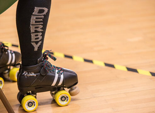 Gothenburg, Sweden - October 27 2012: Details of a roller derby game.