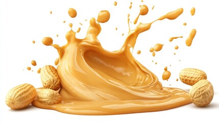 Splash peanut butter on isolate transparency background, PNG
