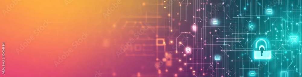 Aufkleber abstract digital background featuring locks and data symbols, emphasizing cybersecurity themes.