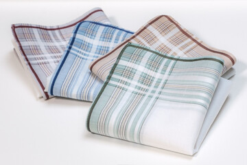 Set of vintage stripped handkerchiefs for men.