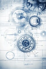 Obraz premium Futuristic abstract design featuring circular shapes and technical details in blue tones