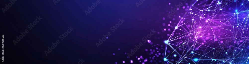 Poster abstract digital background with interconnected nodes and vibrant colors.
