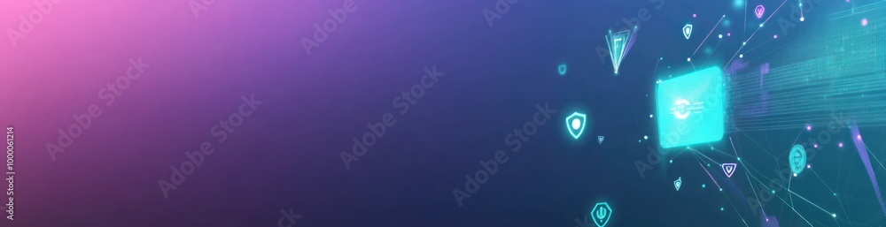 Aufkleber abstract digital design featuring glowing elements and data connections.