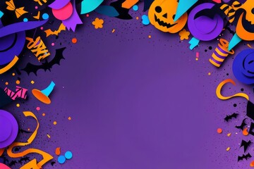 Colorful confetti as abstract party wallpaper background header, Paper cut art, Halloween atmosphere