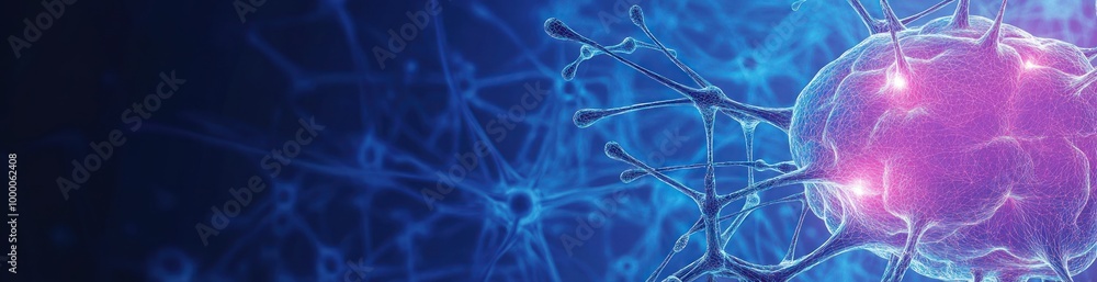Poster abstract illustration of neurons and synapses highlighting neural connections.