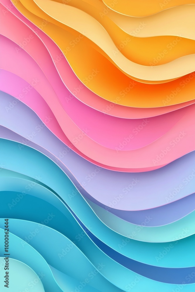 Poster colorful abstract wavy shapes creating a vibrant and dynamic background design