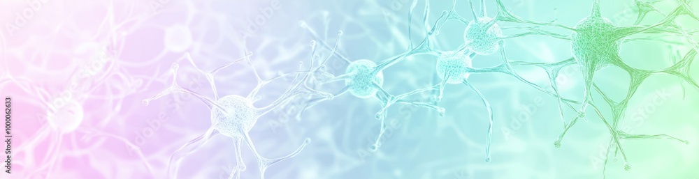 Poster abstract depiction of neural networks in soft pastel colors, illustrating connectivity and brain act