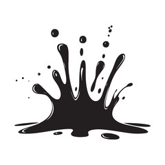 Water Splatter Black Silhouette Vector, Liquid splash silhouette, Dynamic and Bold Design Element, Natural black splash cascade vector