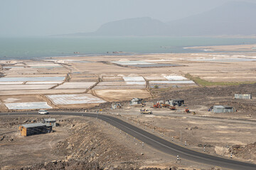 Salt production, lake, Ethiopia