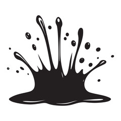 Water Splatter Black Silhouette Vector, Liquid splash silhouette, Dynamic and Bold Design Element, Natural black splash cascade vector