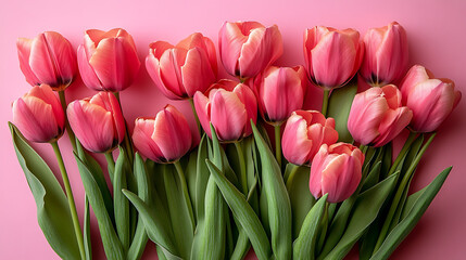 Obraz premium A vibrant display of purple tulips in full bloom, set against a matching purple background, creating a serene and harmonious floral composition.