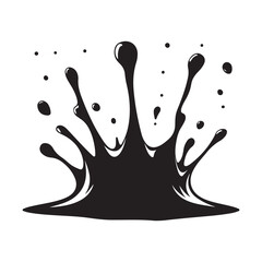 Water Splatter Black Silhouette Vector, Liquid splash silhouette, Dynamic and Bold Design Element, Natural black splash cascade vector