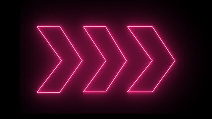 Neon glowing arrow sign on a black background. glowing neon arrows on a black background.   more color or design images.