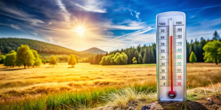 Fahrenheit and Celsius Thermometer Displaying Temperature Measurement on a Clear Plastic Background