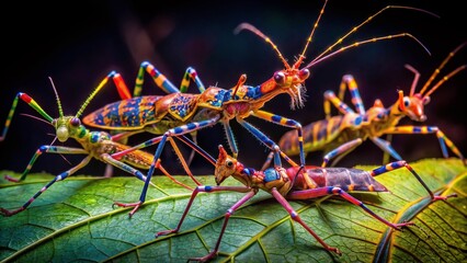 Fascinating Stick Insect Family Displaying Unique Camouflage and Natural Behavior in Their Habitat