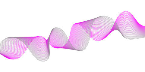 Fototapeta premium Abstract background with waves for banner. Medium banner size. Vector background with lines. Element for design isolated on white. Pink, purple, blue