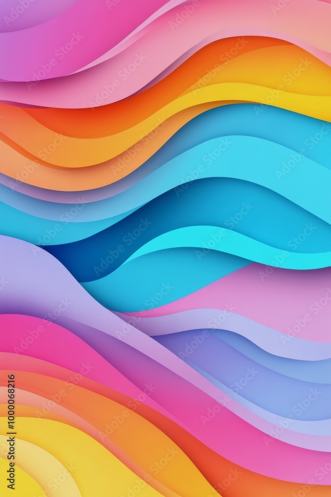 Poster colorful abstract wavy shapes creating a vibrant and dynamic background design