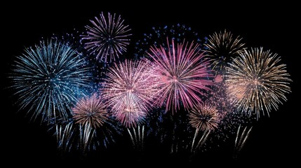 Dazzling Fireworks Display over the Night Sky in a Vibrant