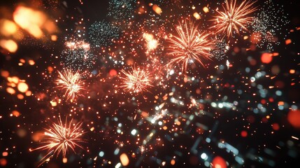 Obraz premium Stunning Colorful Fireworks Display in Vibrant Night Sky for