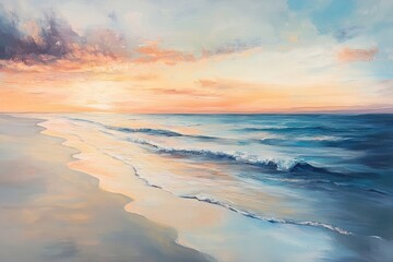 Fototapeta premium Abstract Painting of a Seascape at Sunset