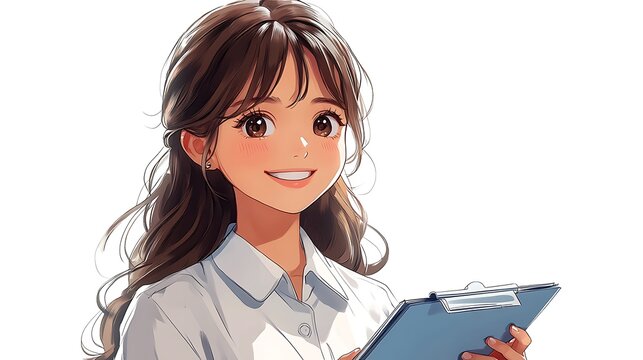 Cute Chibi HR Manager Conducting Interview with Candidate