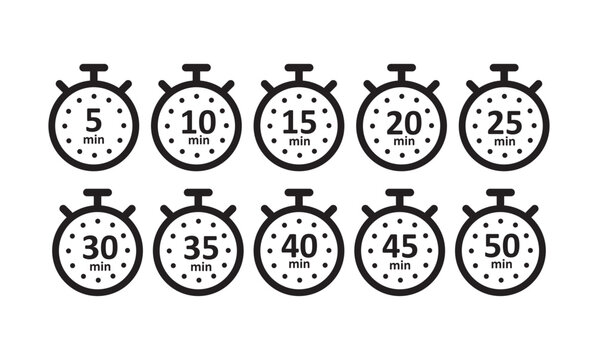 Set of Timers icon. Stopwatch symbol. Cooking time, holding time, baking, delivery and application Timer vector illustration

