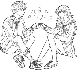 line art wedding husband wife, Mordan, kissing and romantic couple vector design.