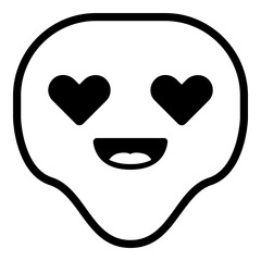 Alien Heart Eyes Emoji. Simple Black Emoticon Symbol.