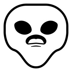 Alien Surprised Emoji. Simple Black Emoticon Symbol.