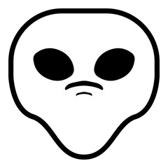 Alien Frowning Emoji. Simple Black Emoticon Symbol.
