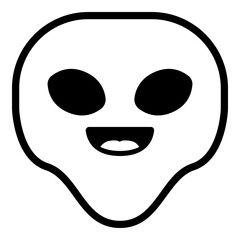 Alien Happy Emoji. Simple Black Emoticon Symbol.