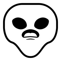 Alien Wonder Emoji. Simple Black Emoticon Symbol.