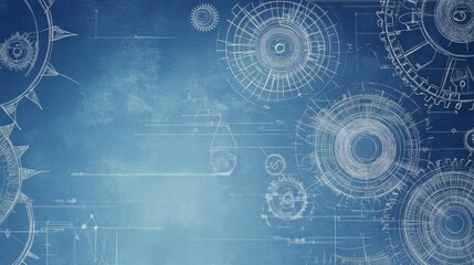 Obraz premium Detailed blueprint of mechanical gears with a blue background illustrating engineering concepts