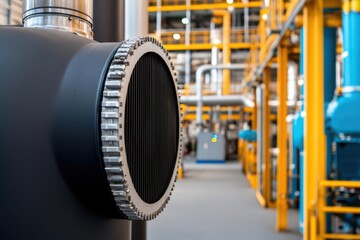 Heat recovery systems in a large industrial plant recycling waste heat for energy efficiency, energy efficiency, industrial sustainability