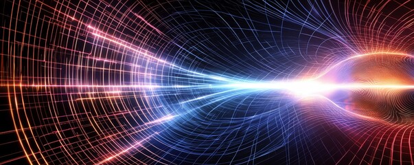 Fototapeta premium Abstract technology background with vibrant light streaks and energy waves, perfect for futuristic design themes.