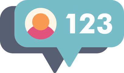 Social media notification icon showing 123 new messages in a speech bubble
