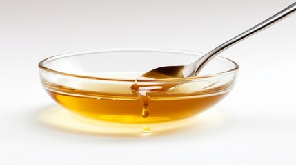 Golden Honey in Glass Bowl with Spoon
