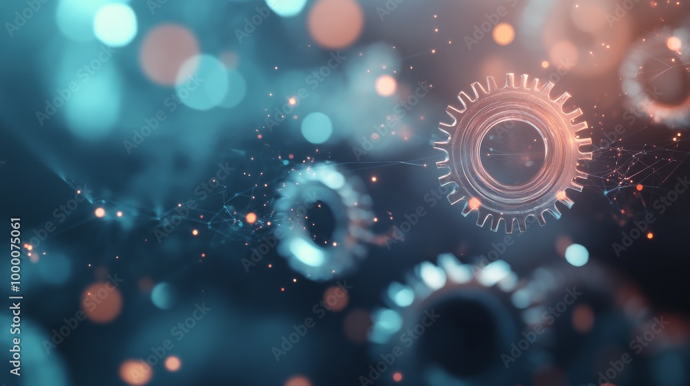Aufkleber colorful abstract representation of digital technology with glowing circles and patterns