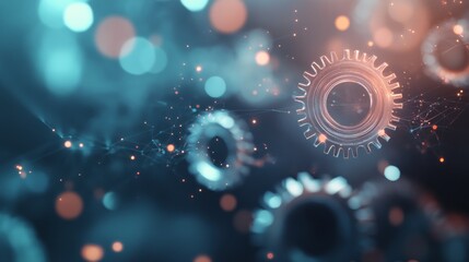 Colorful abstract representation of digital technology with glowing circles and patterns