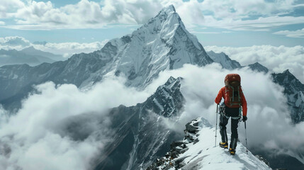 climber on the top of mountain