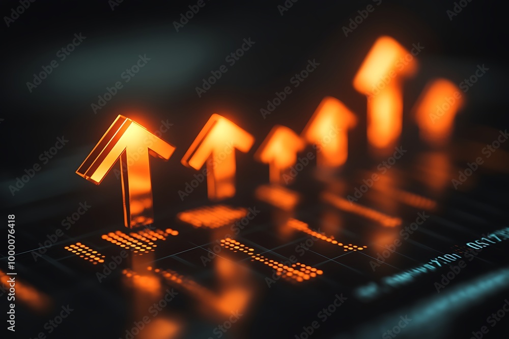 Poster ascending arrows on a digital display