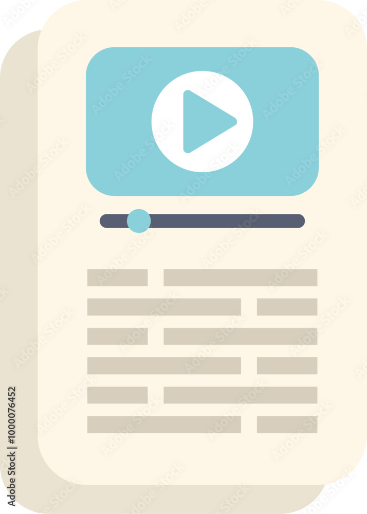 Poster smartphone showing video player with a play button and a progress bar, concept of online video, vide