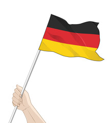 hand holding a waving germany flag vector