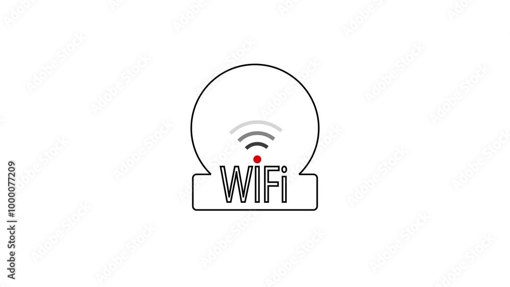 Poster wifi, icon, flashes, video 4k animation. wifi signal animation seamless loop.