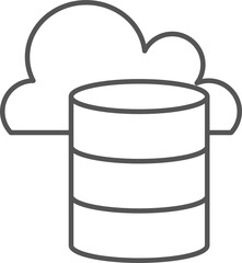 A simple icon representing a cloud storage system, featuring a cloud and a database, symbolizing digital data storage and access in the cloud.