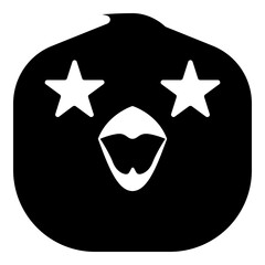 Chicken head emoji icon. Simple expression smiley illustration vector in black silhouette style.