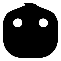 Fototapeta premium Chicken head emoji icon. Simple expression smiley illustration vector in black silhouette style.