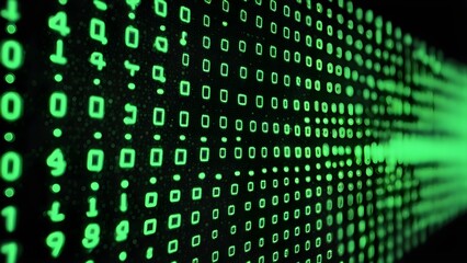 Obraz premium Abstract digital green binary code on black background.