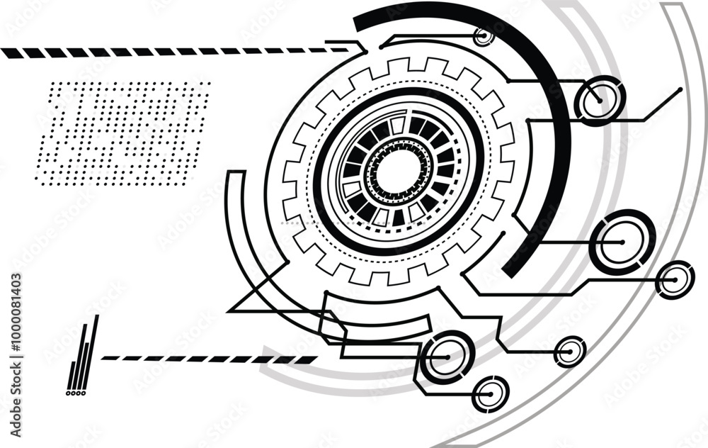 Poster computer world technology background with a sketch